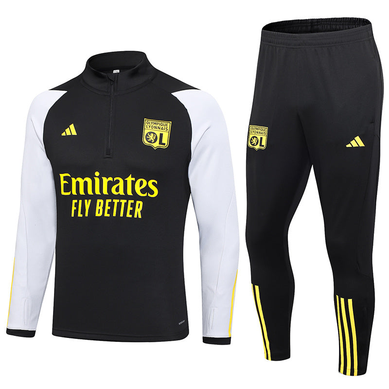 Olympique Lyonnais - Quarter Zip Tracksuit Black & Yellow