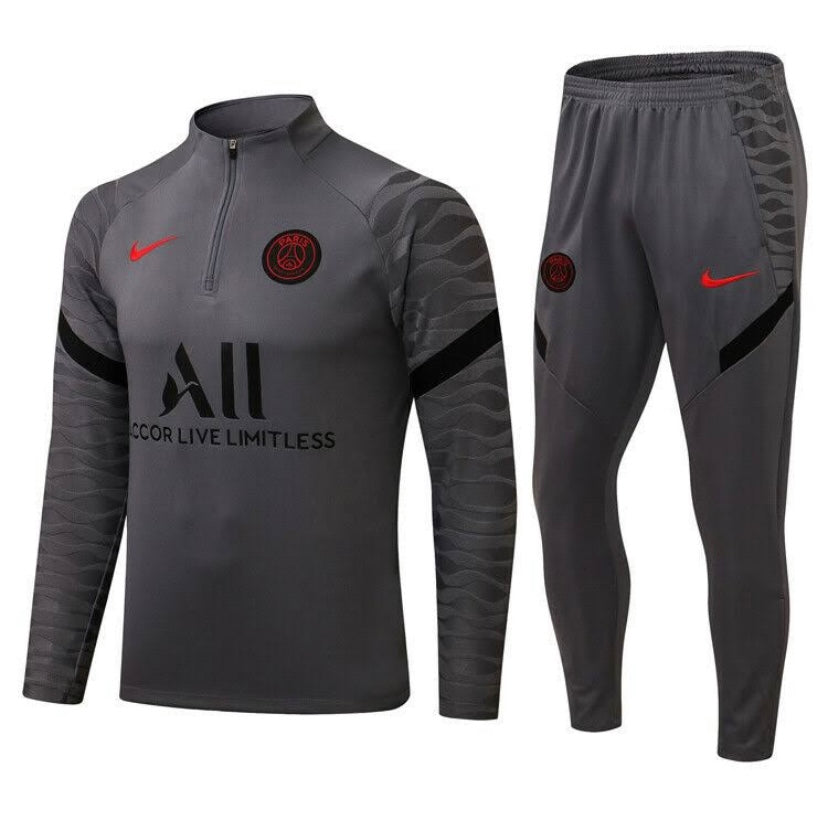PSG  Quarter Zip Tracksuit -  Grey & Red