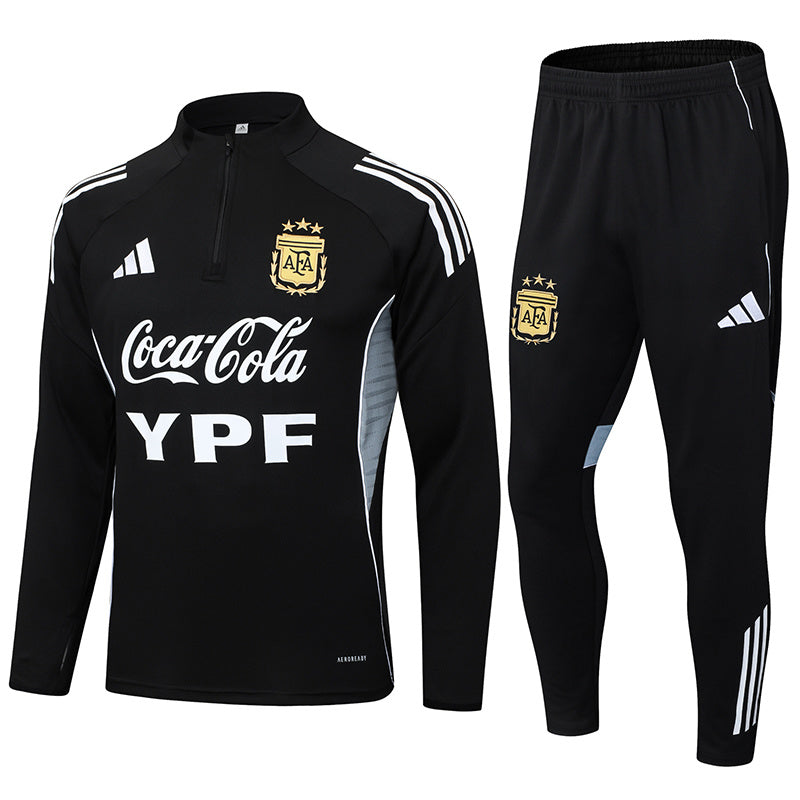 Argentina Quarter Zip Tracksuit -  Black