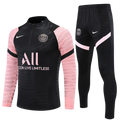PSG  Quarter Zip Tracksuit - Black & Pink Sleeve