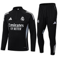 Real Madrid Quarter Zip Tracksuit -  Black