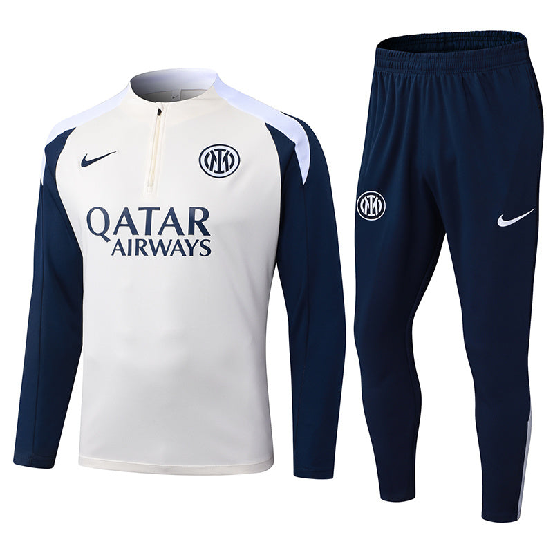 Inter Milan Quarter Zip Tracksuit - Cream & Navy