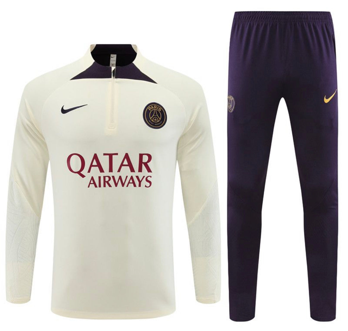 PSG  Quarter Zip Tracksuit - Cream / Purple
