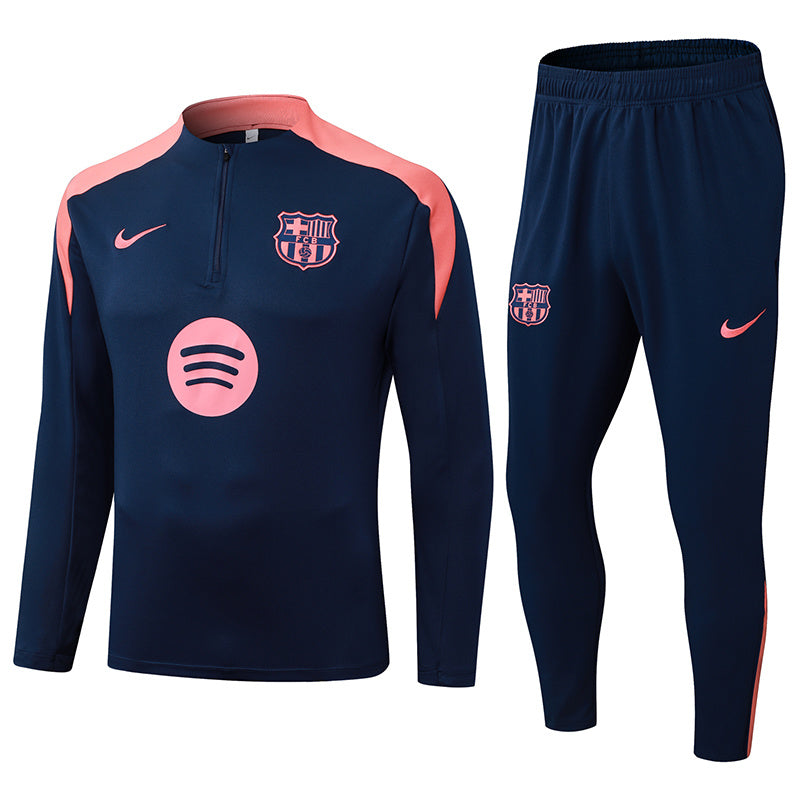 Barcelona Quarter Zip Tracksuit -  Navy & Pink
